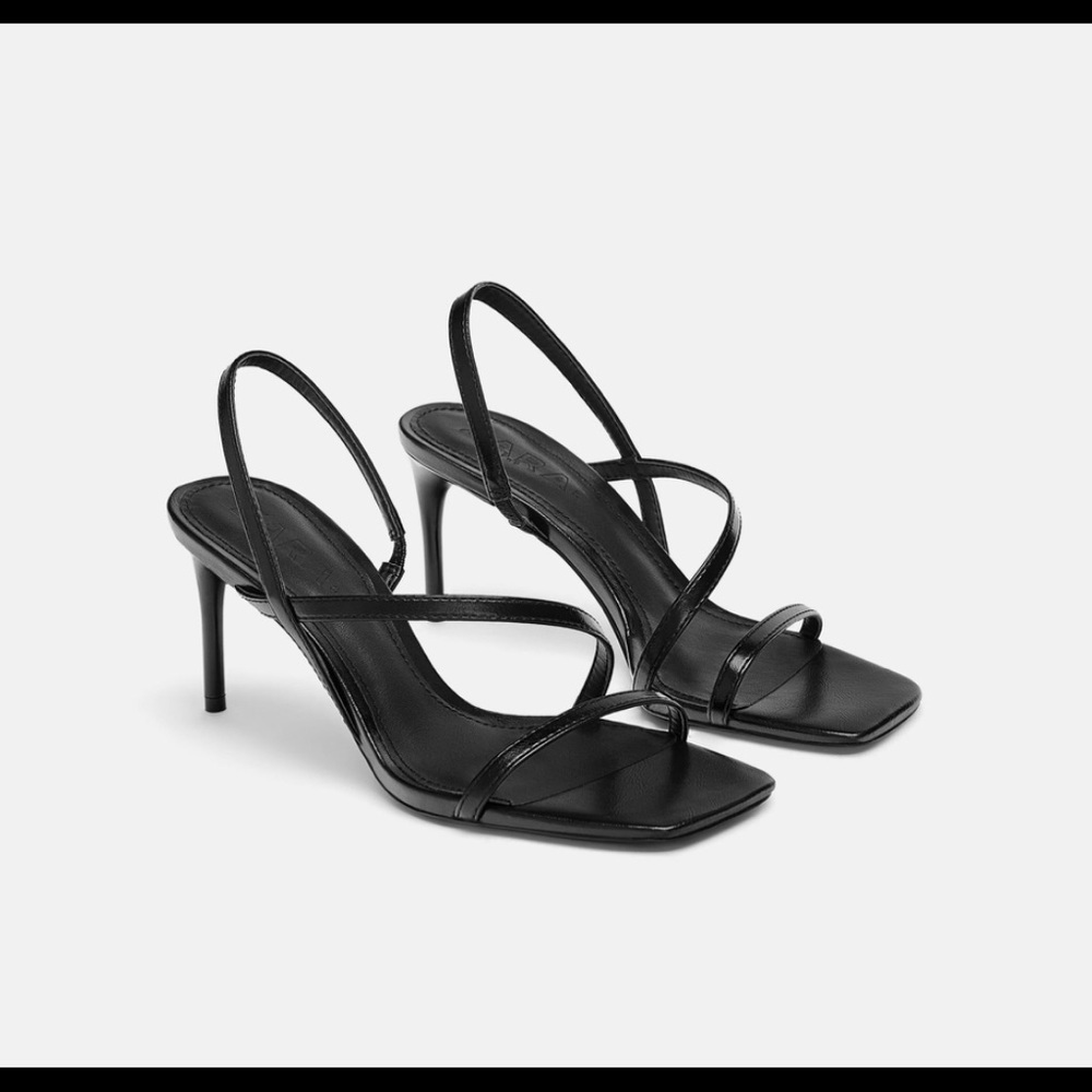 Zara black strappy heels